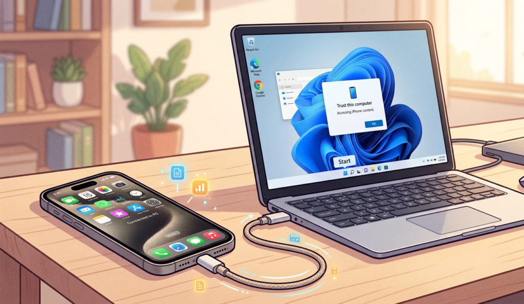 USB Cable Transfer from iPhone to Windows PC