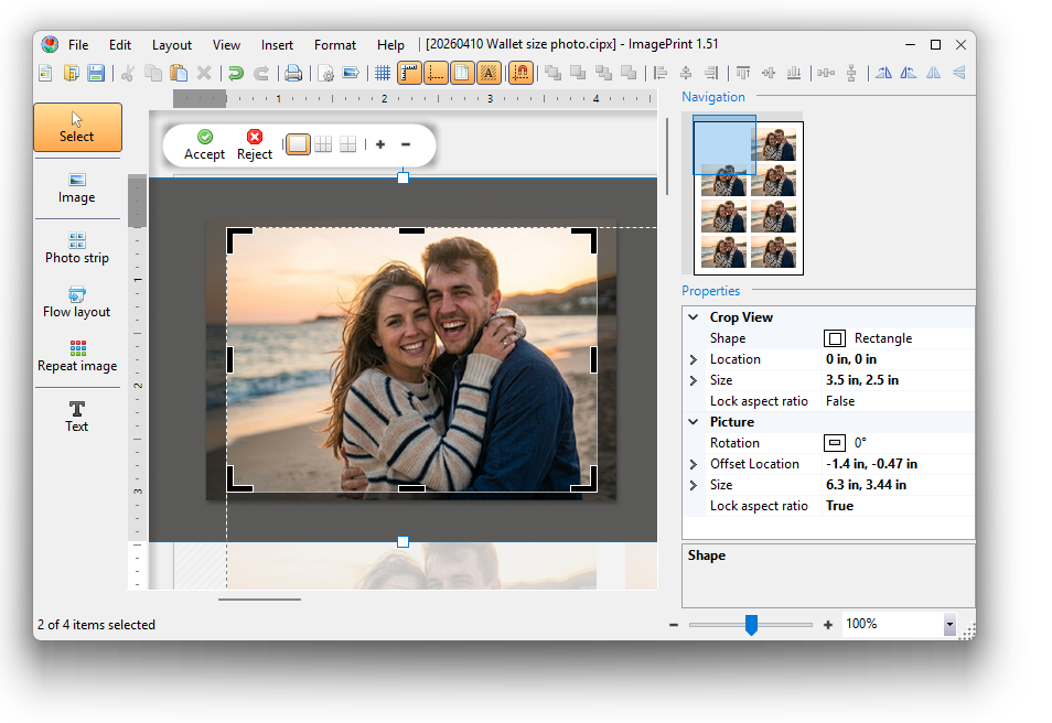 crop wallet size photo