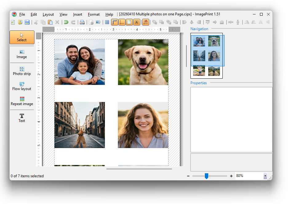Print multiple photos on one page