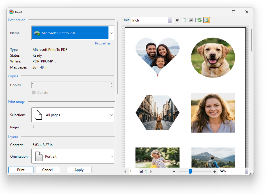 Configure the Print Dialog to Print Multiple Photos on One Page